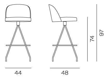 Высокий металлический поворотный стул с подставкой для ног Vergés Cistell Slim ARCH-00098593 - Вид №5