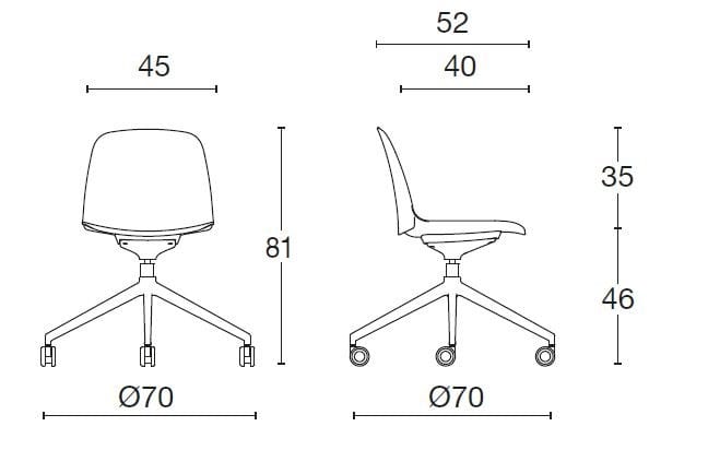 Офисное кресло из полипропилена с колесами на насесте Diemme Kire ARCH-00057690 - Вид №3