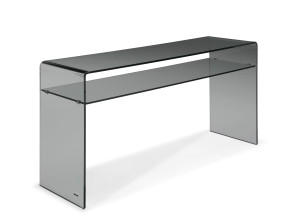 Стеклянная прямоугольная консоль с полкой