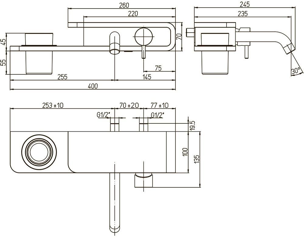Paini Pad PDCR208B0 смеситель встраиваемый для раковины - Вид №1