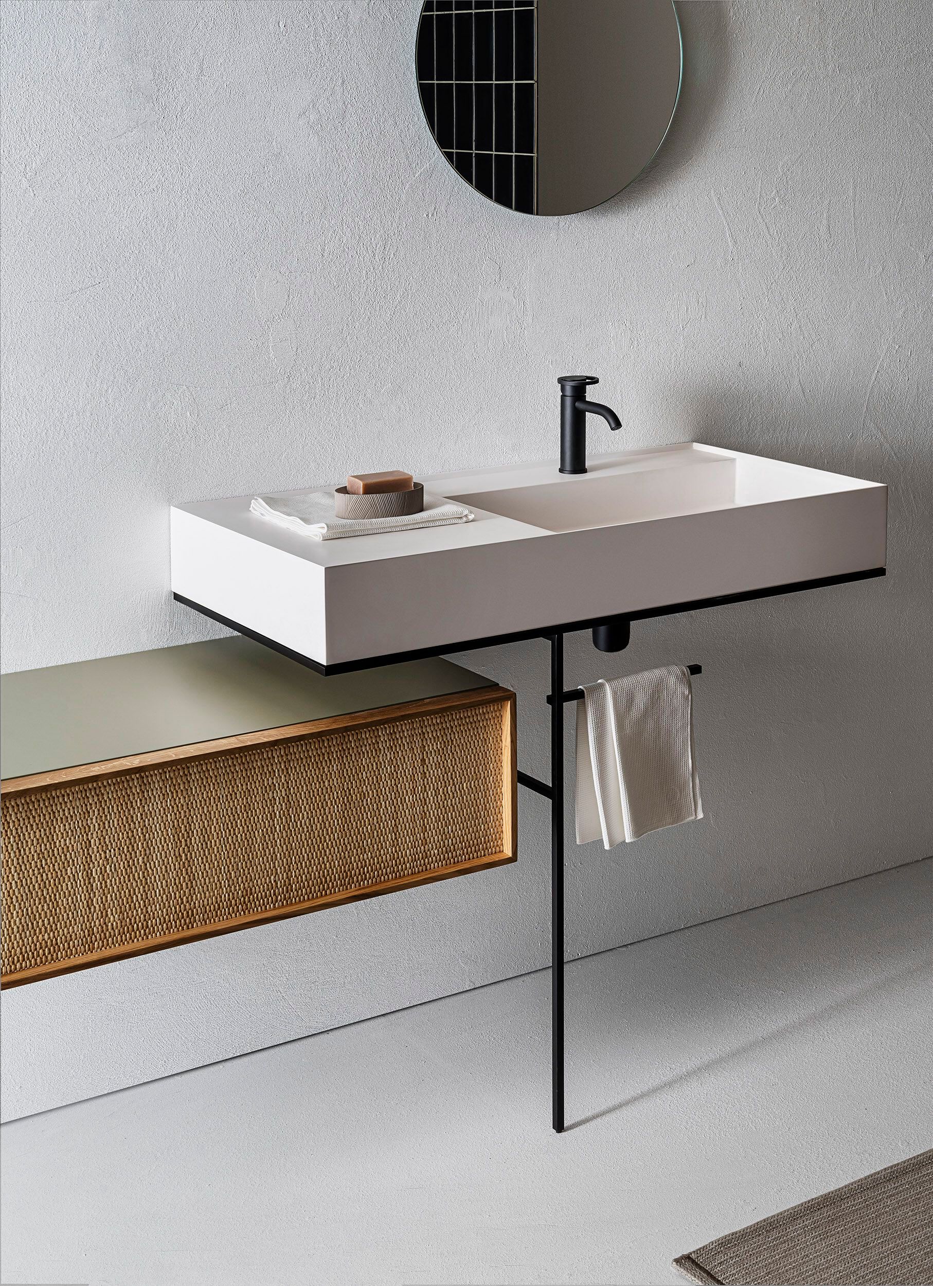 Подвесной прямоугольный умывальник из композитного материала с ящиками Pirovano Element ARCH-00022158 - Вид №5