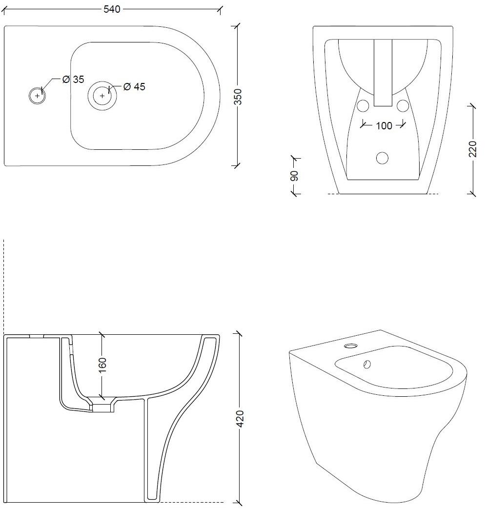 32210101 Биде напольное UNICA Alice Ceramica - Вид №11
