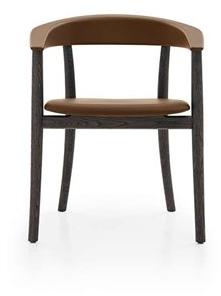 B&B Italia Стул из дерева и кожи с подлокотниками sun-id-1400558 - Вид №2