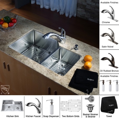 KHU123-32-KPF2210ORB-KSD30ORB Накладная раковина на столешницу  прямоугольная Krausru  - Вид №6