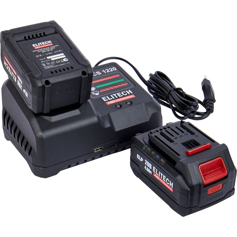 Аккумуляторный ударный шуруповерт Elitech HD CS2003SL 20В с двумя АКБ 4Ач 89399188 STLM-1347782 - Вид №6