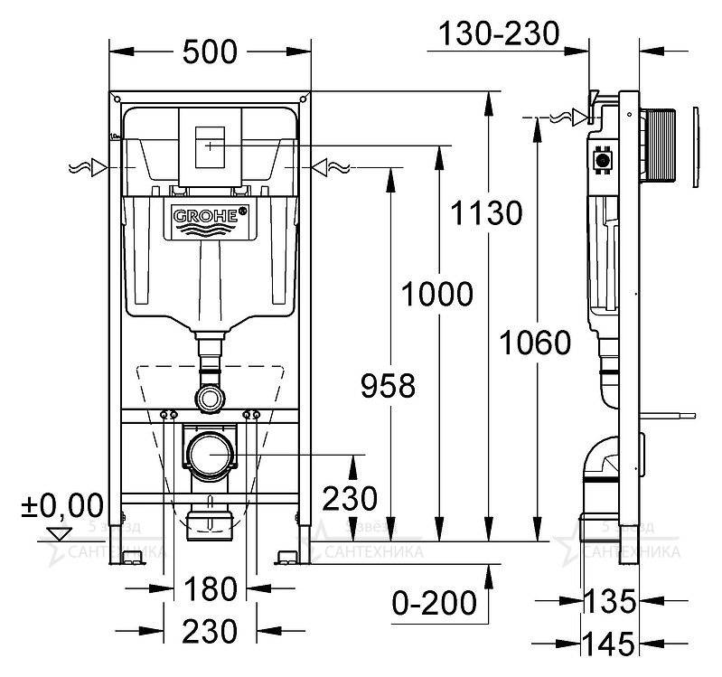 NW0011-1 Подвесной унитаз настенный Белый Grohe Euro Тайвань - Вид №5