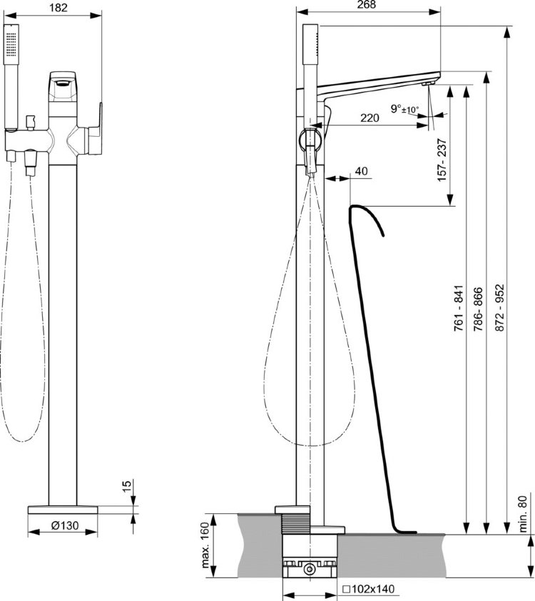 A6347XG Напольный смеситель для ванны/душа Ideal Standard TONIC II - Вид №3