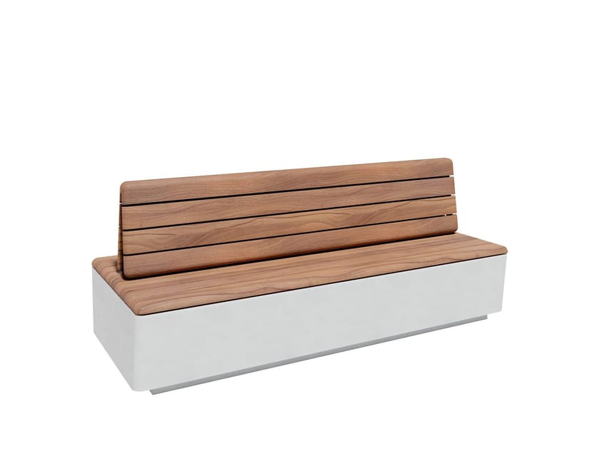 Бетонная скамейка с деревянной спинкой amop Коимбра ARCH-00078982