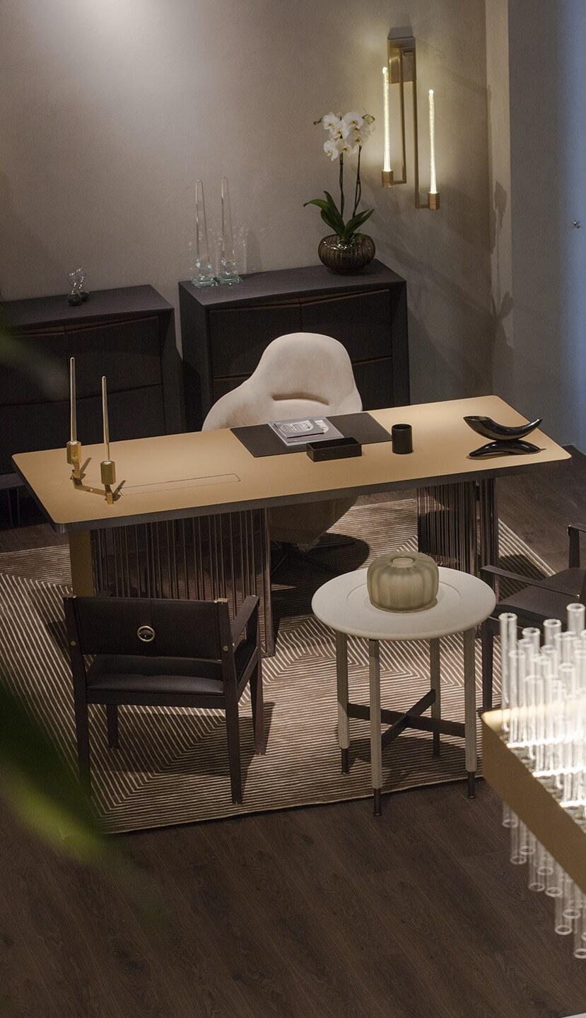 Paolo Castelli Прямоугольный стол с ящиками из кожи и металла Nettuno sun-id-1415157 - Вид №4