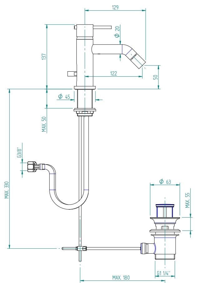 Смеситель для биде с одной ручкой Zazzeri ARCH-00087991