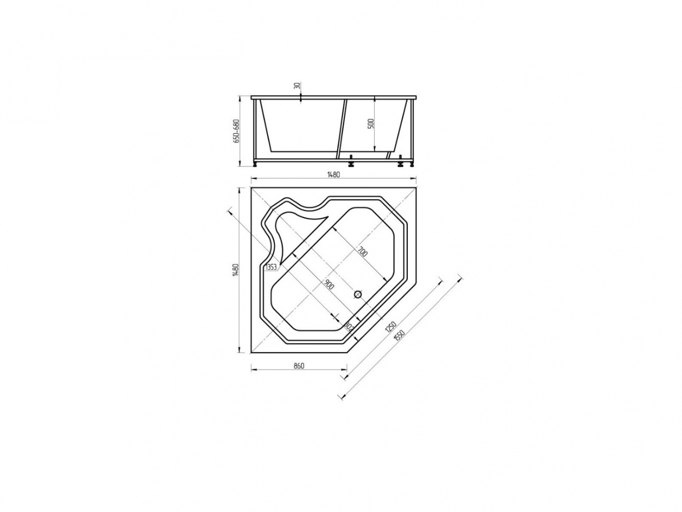LIR150-0000011 Ванна Акватек Лира Santreyd - Вид №4