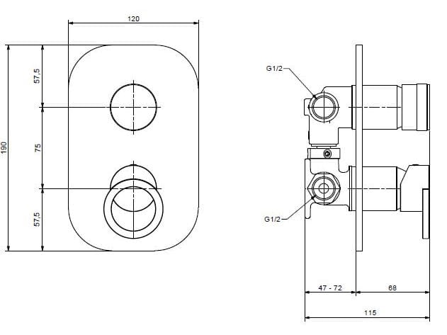 Хромированный латунный смеситель для душа с переключателем Bugnatese B-Color ARCH-00043699 - Вид №2