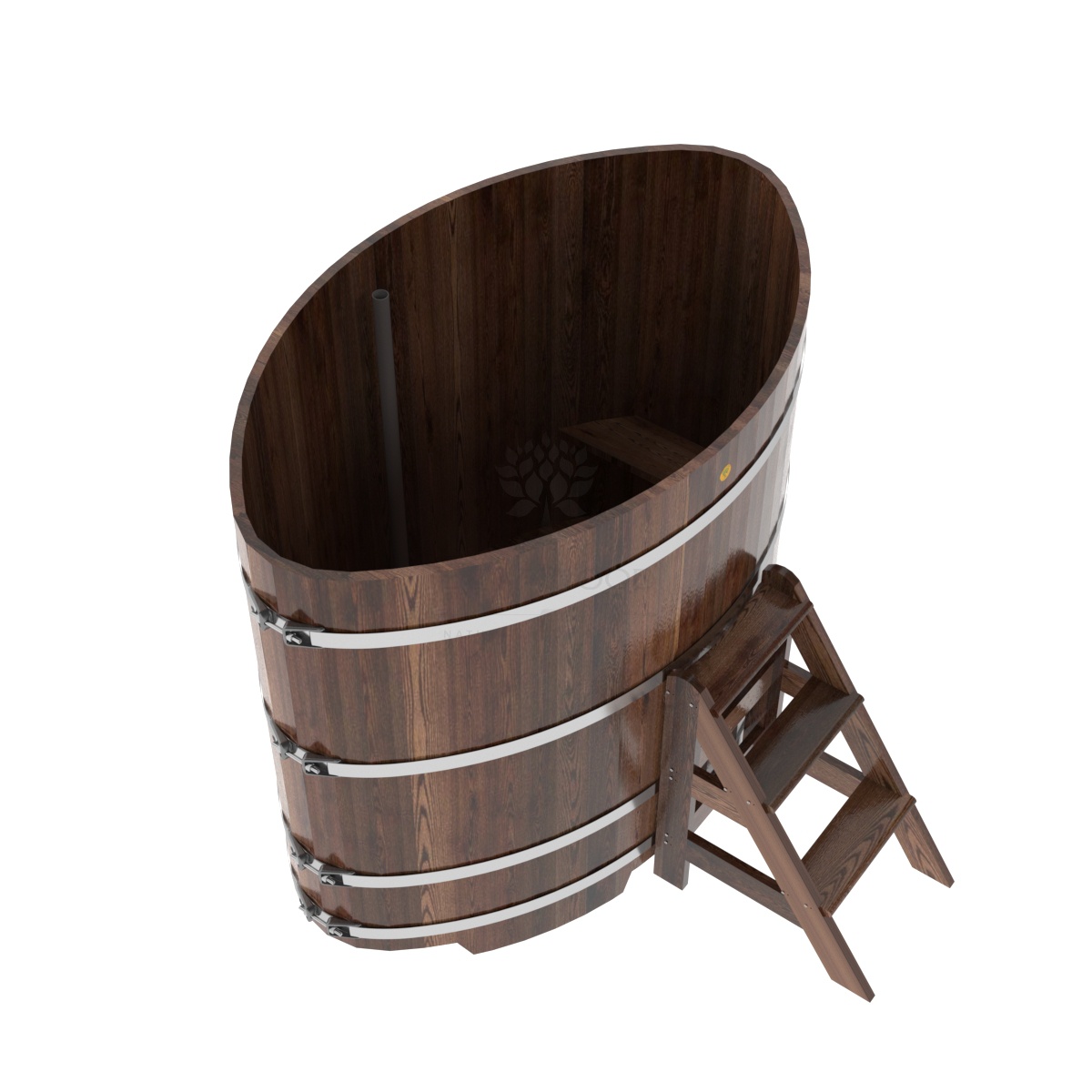 1183 Купель овальная из лиственницы 1,08х1,75х1,4 морёная премиум Alyarus  - Вид №1