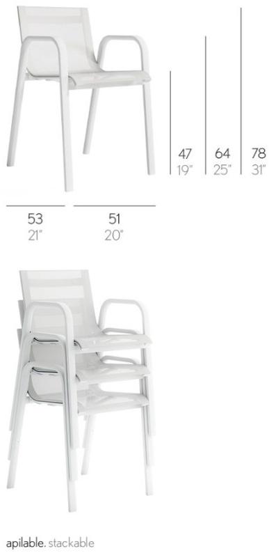 GANDIABLASCO Штабелируемый садовый стул из batyline® с подлокотниками Stack sun-id-1510686 - Вид №2