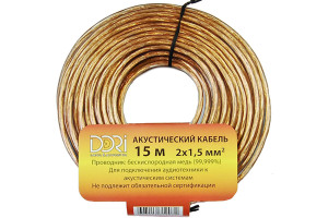 16509882 Акустический кабель 2x1,5 прозрачный 15м, шт 2383 DORI
