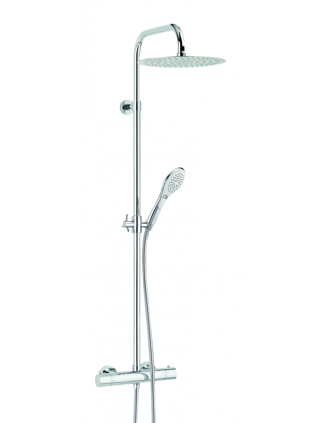 669100 000 00  Комбинация душа Inouie, смеситель с термостатом, высокая круглая лейка душа, хром Valentin Хром 