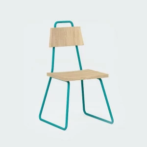 Стул с металлическими ножками и деревянным сиденьем бирюзовый Bauhaus WOODI  00-3966226 Голубой