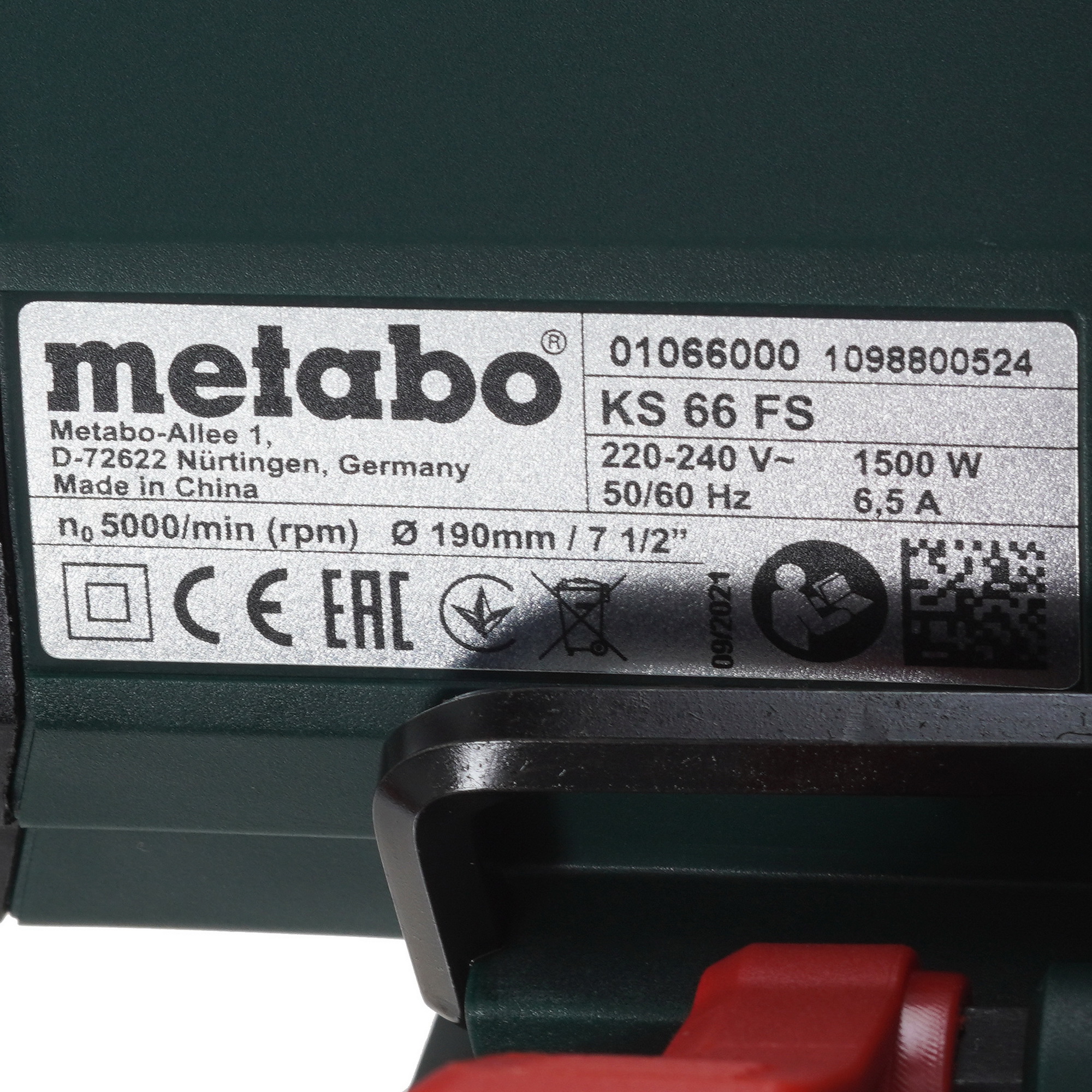 Пила дисковая Metabo KS 66 FS 4824295 STDN-0140064 - Вид №6