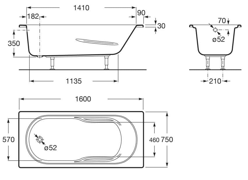 Утопленная акриловая прямоугольная ванна Roca Genova-N ARCH-00090360 - Вид №7
