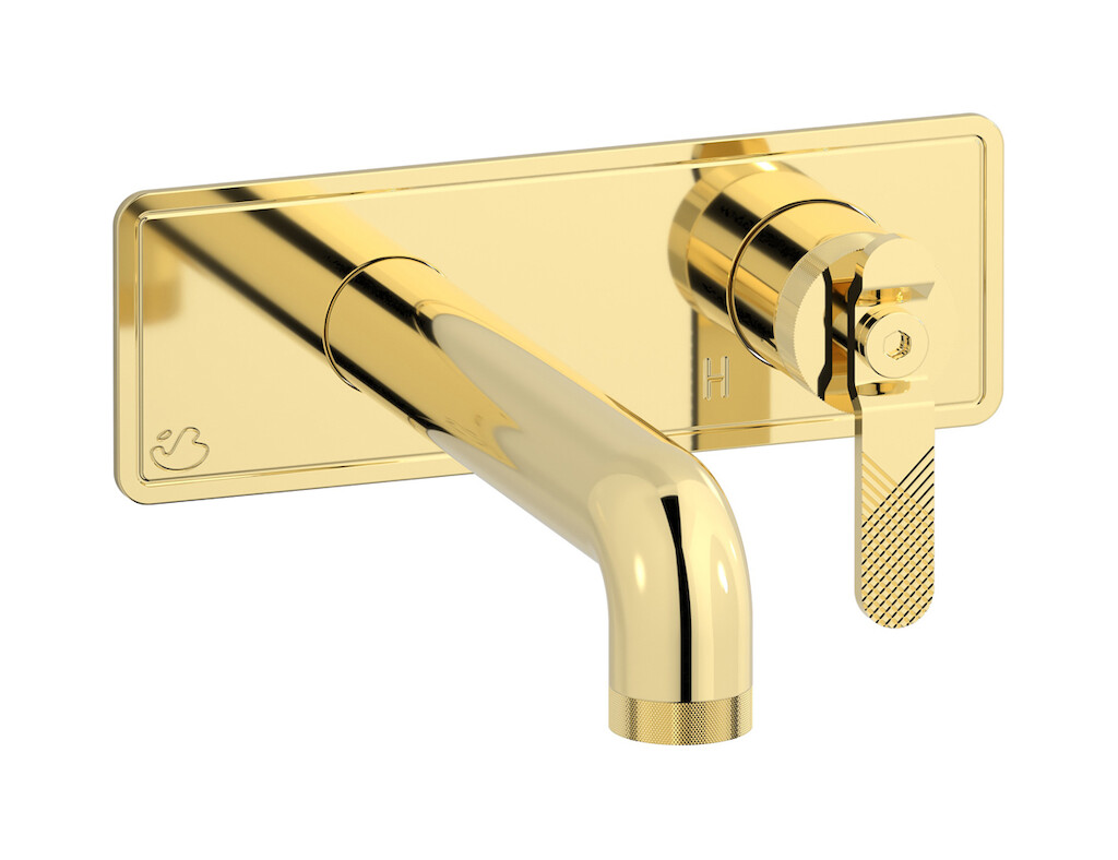 Встроенный в стену смеситель для раковины на 2 отверстия в комплекте с донным клапаном WE ARE IB b2206ii Pale Gold Bold