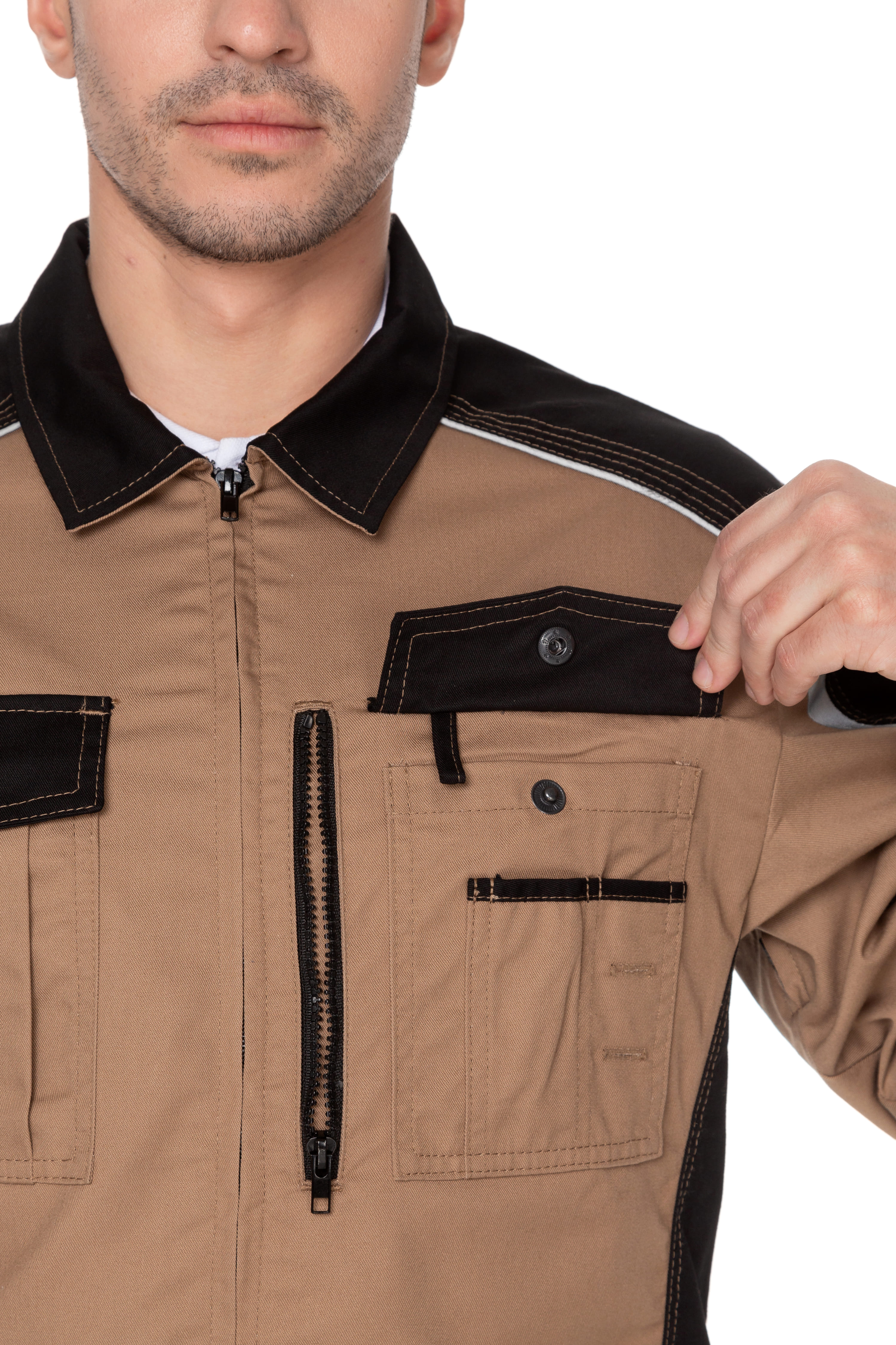 70071 Костюм  NEW бежевый с черным STATUS  Летняя спецодежда  размер 60-62/182-188  - Вид №16