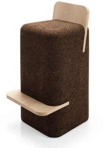 BlackCork Табурет из пробкового дерева со спинкой Cut