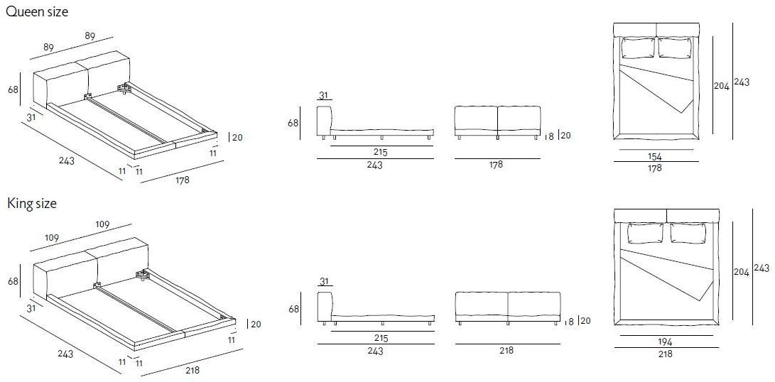 Living Divani Двуспальная кровать из ткани Neowall sun-id-1461111 - Вид №3
