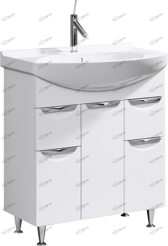 Лайн тумба под умывальник Лагуна 750 с двумя ящиками Li.01.07 AQWELLA LINE 028230