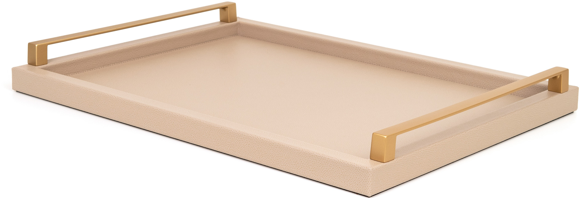 Юпитер Поднос - 40x25 см/металл-хром/зернистая кожа_верблюжий