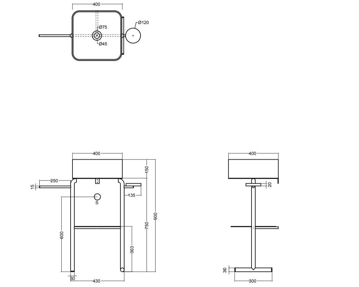 Напольная раковина из нержавеющей стали с держателем для полотенец Axa Mate ARCH-00078973 - Вид №9