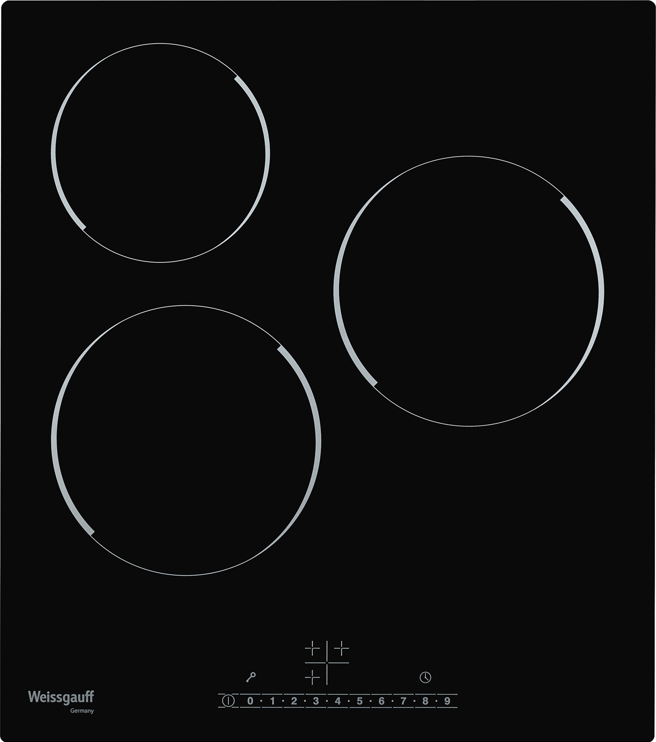 HV 430 BS Электрическая, 45 см, 3 конфорки, стеклокерамика vitro ceramic glass, сенсорное управление, индикация степени нагрева, таймер, блокировка от детей, черная Weissgauff Santreyd 