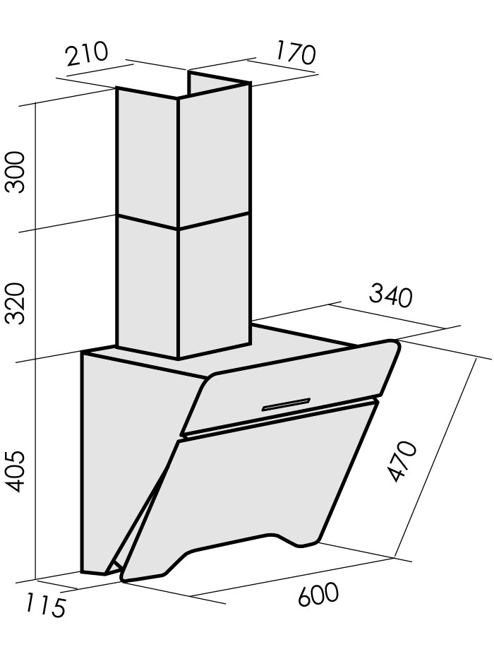8130124 Вытяжка наклонная MBS FELICIA 160 GLASS белый/белый STDN-0051620 - Вид №8