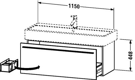 XL604706969 Тумбочка подвесная X-Large #XL6047 1150 x 443 мм Орех брашированный (натуральный шпон) Duravit - Вид №1