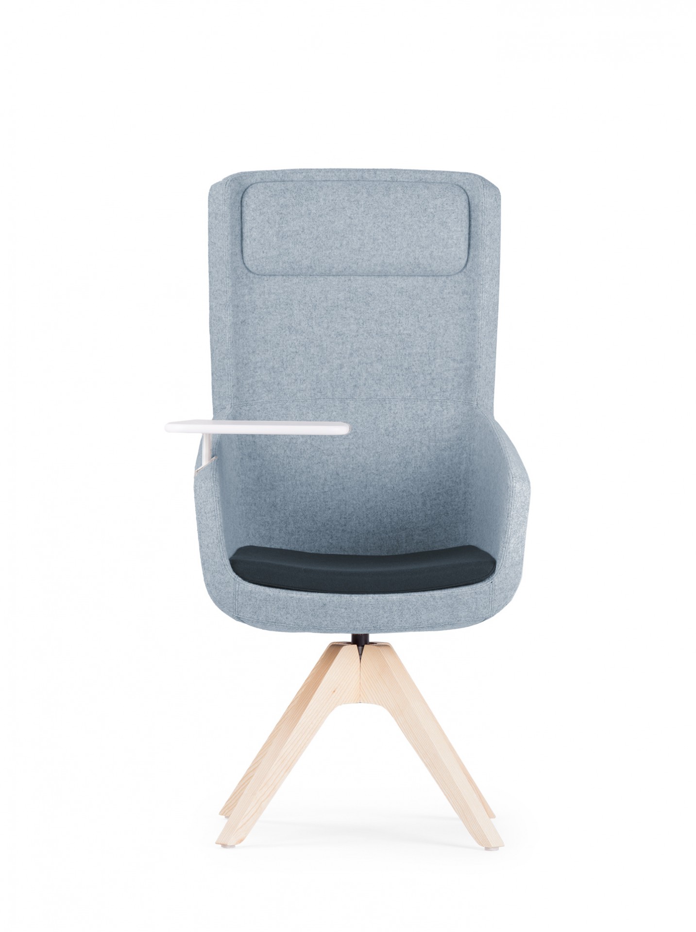 AA6099 high-backrest small armchair, swivel wooden base True Design Arca