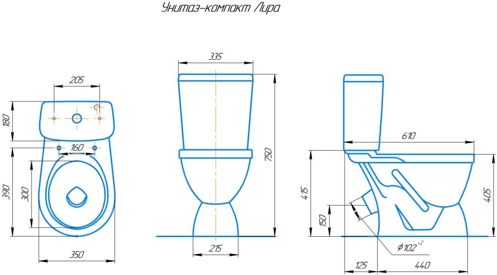 Лира, Унитаз-компакт Компакт унитаз с бачком Белый ROSA ЛИРА Россия - Вид №1