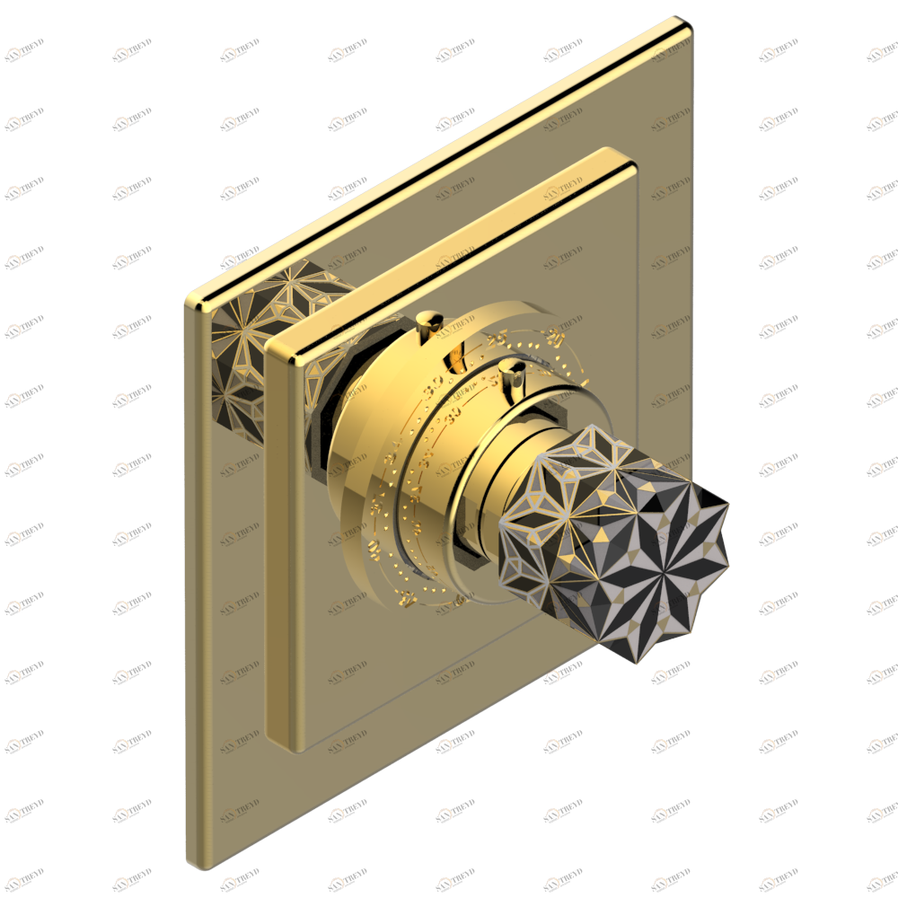U2P-15EN16EC Ручка регулировки для термостата EUROTHERM N°8105N, 8200N, 8300 Thg-paris Nihal porcelaine noire Покрытие PVD золотистый цвет U2P 15EN16EC CAT.F