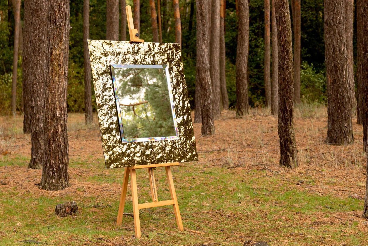 Квадратное настенное зеркало с рамкой PlusObject SQUARE ARCH-00125976