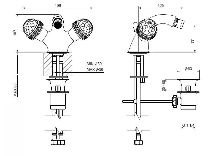 Смеситель для биде из хромированной латуни Bugnatese Axo ARCH-00009989 - Вид №1