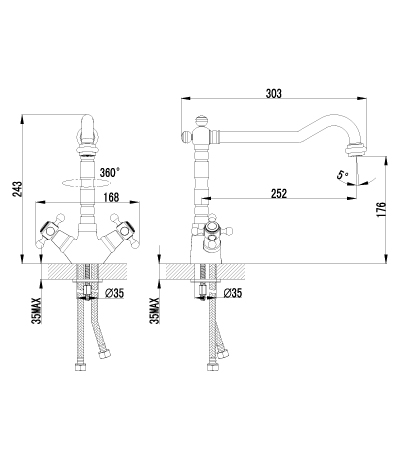 LM2805B Смеситель Vintage для кухни LEMARK VINTAGE - Вид №1