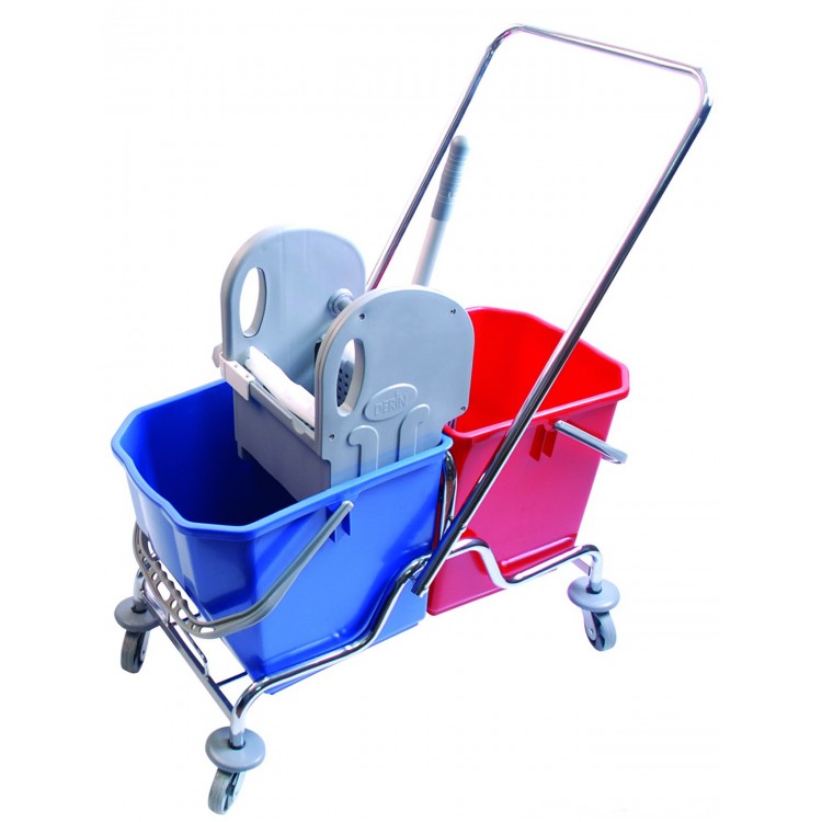 CKS 3328 Nossa Двухведровая тележка уборочная с отжимом сьемные ведра 2х25 л. металлический хромированный каркас поворотные колеса 