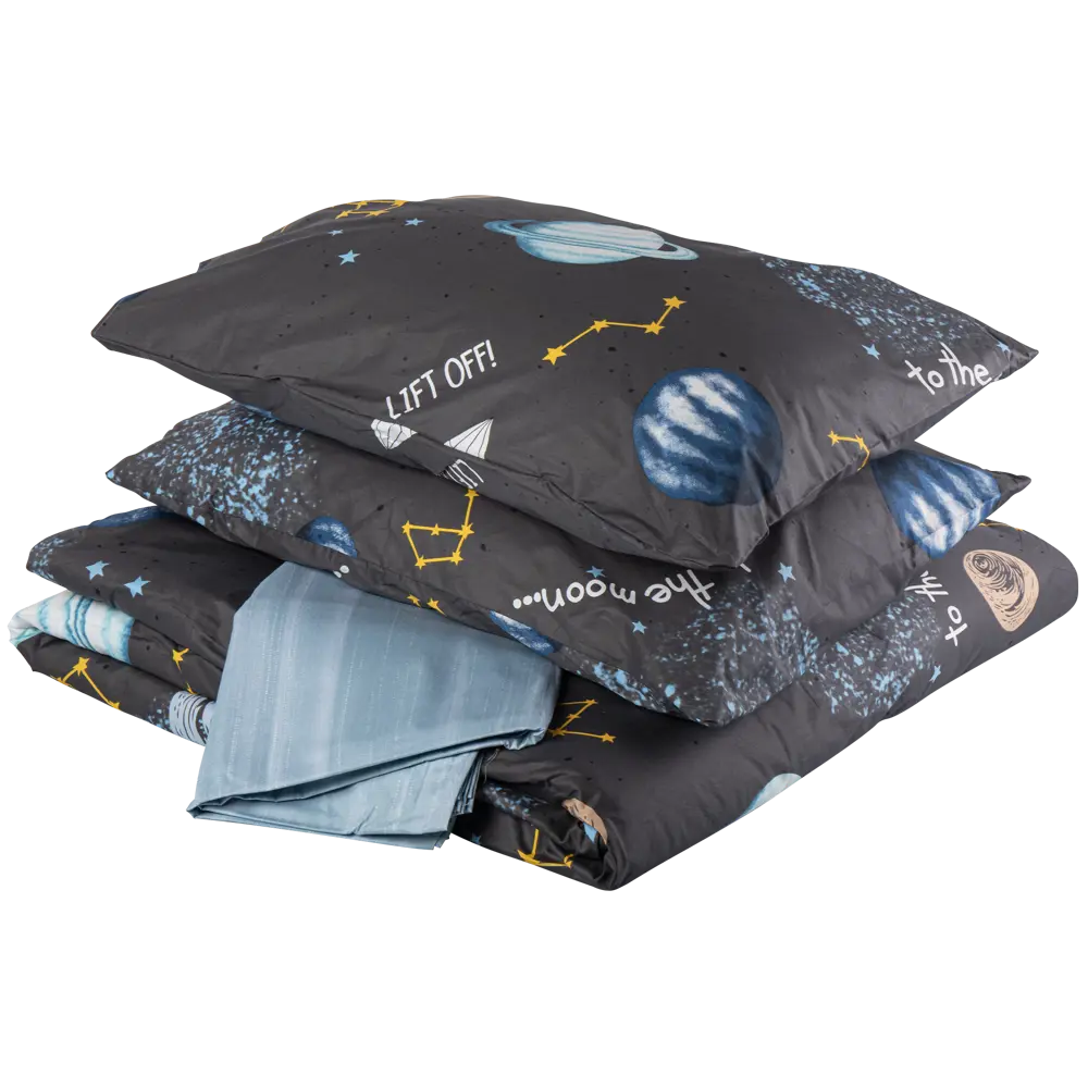 Комплект постельного белья Amore Mio Полёт полутораспальный сатин разноцветный 85061402 STLM-2033242  - Вид №1