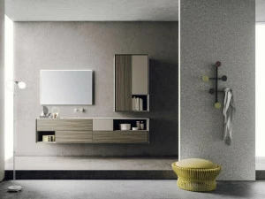 NOVELLO Тумба под умывальник, лакированная, ясень, с зеркалом Libera+