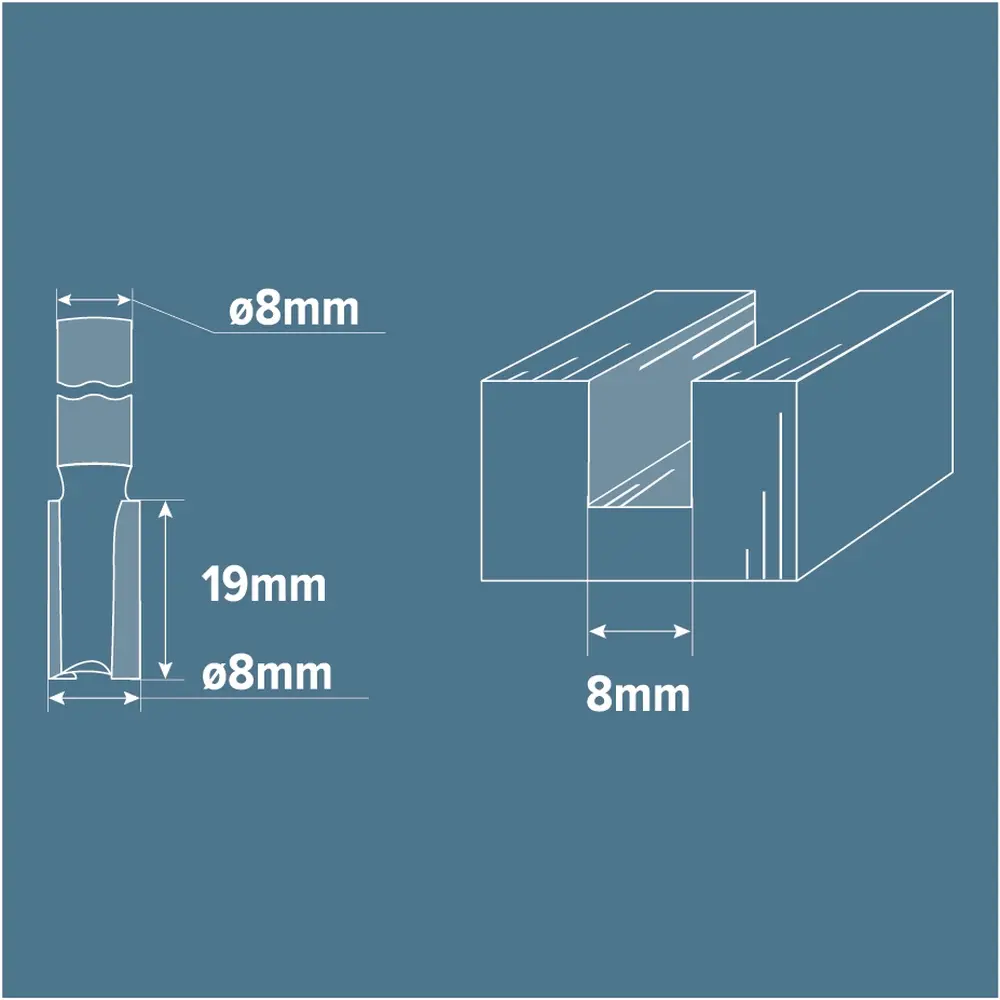 Фреза пазовая прямая Brigadier, D8х19 мм STLM-2160431 - Вид №3