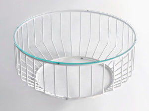 Стеклянный низкий круглый журнальный столик