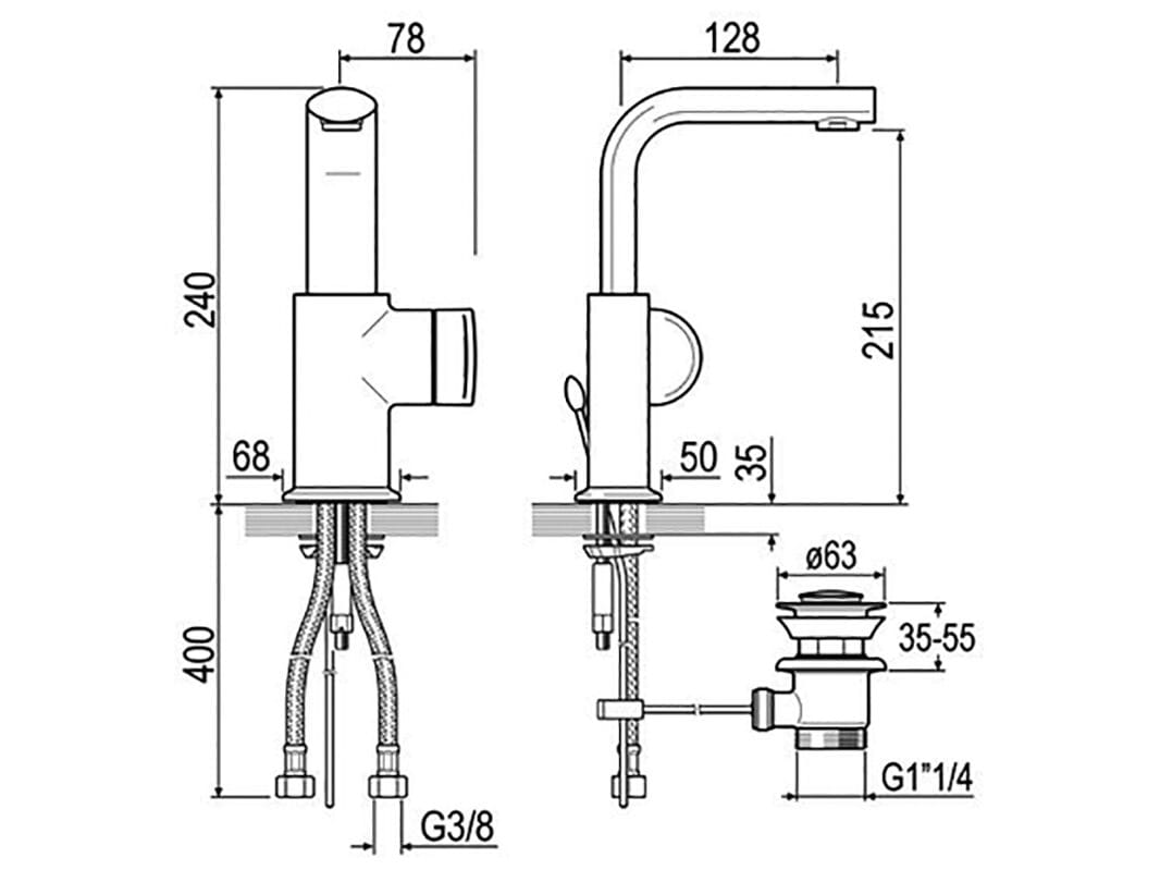 Однорычажный смеситель для раковины GUGLIELMI RUBINETTERIE AG ARCH-00015849