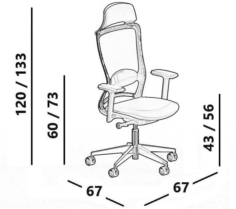 Luxy Кресло руководителя с поворотной сеткой и подголовником Pop Pp1 - Вид №15