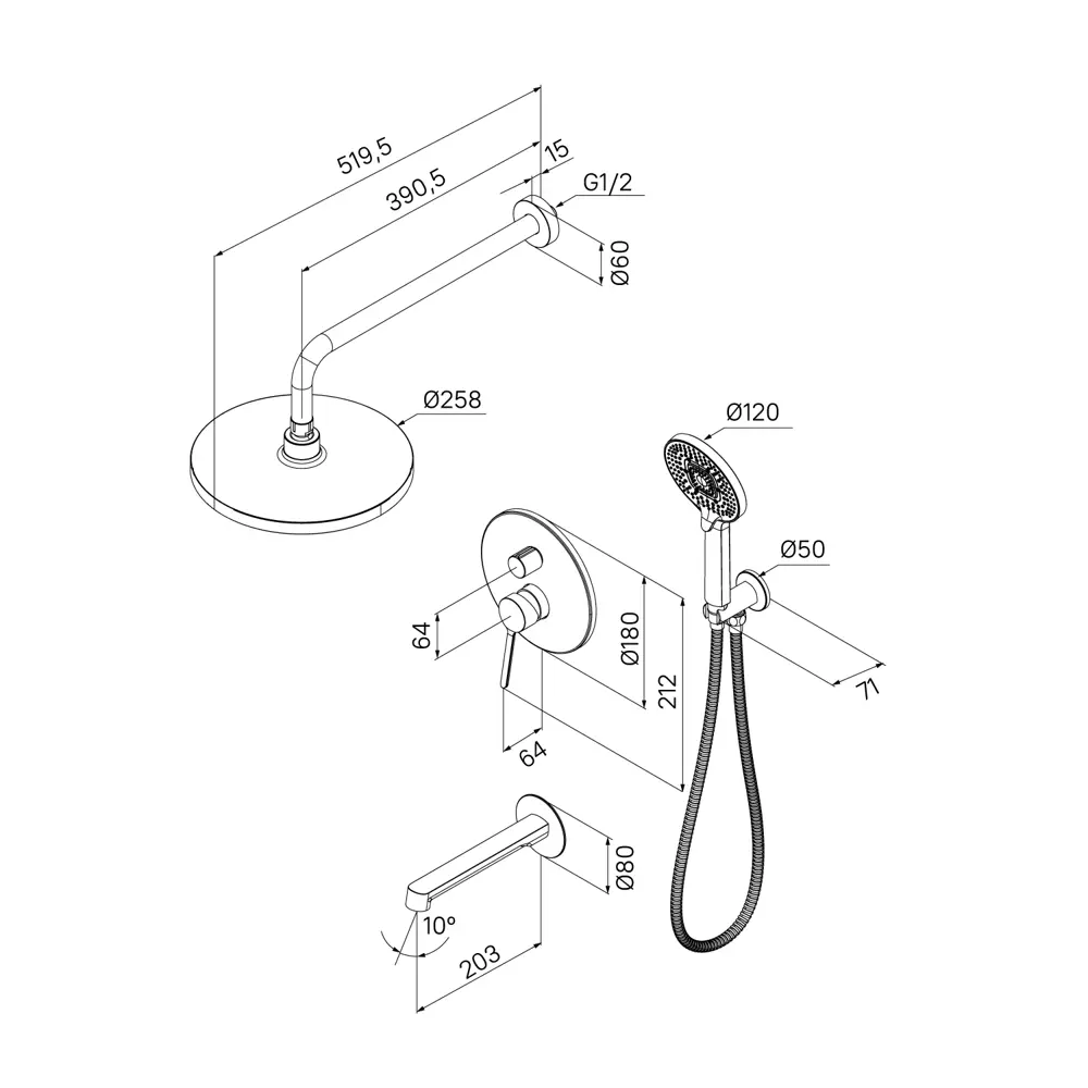 Душевая система Iddis Odda ODDWT03i68 скрытого монтажа цвет белый матовый STLM-2099361 - Вид №4