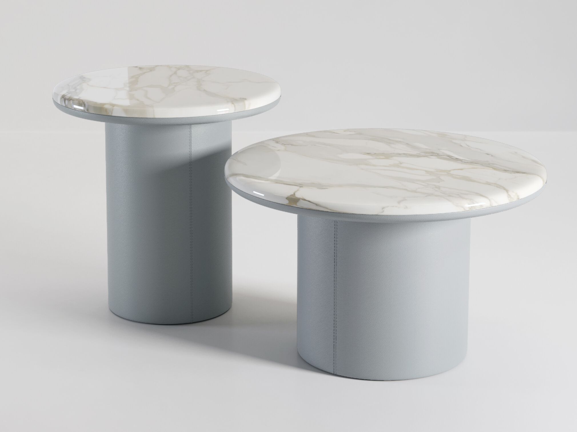 Круглый мраморный журнальный столик с кожаной основой Secolo GEMINI ARCH-00031420