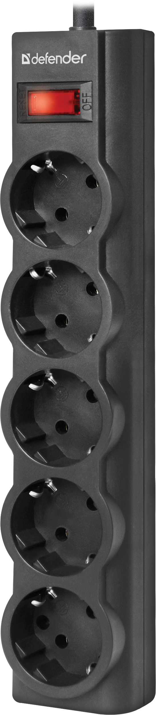 99497 Сетевой фильтр es largo 1,8 м, черный, 5 розеток (пакет) Defender Santreyd  - Вид №1