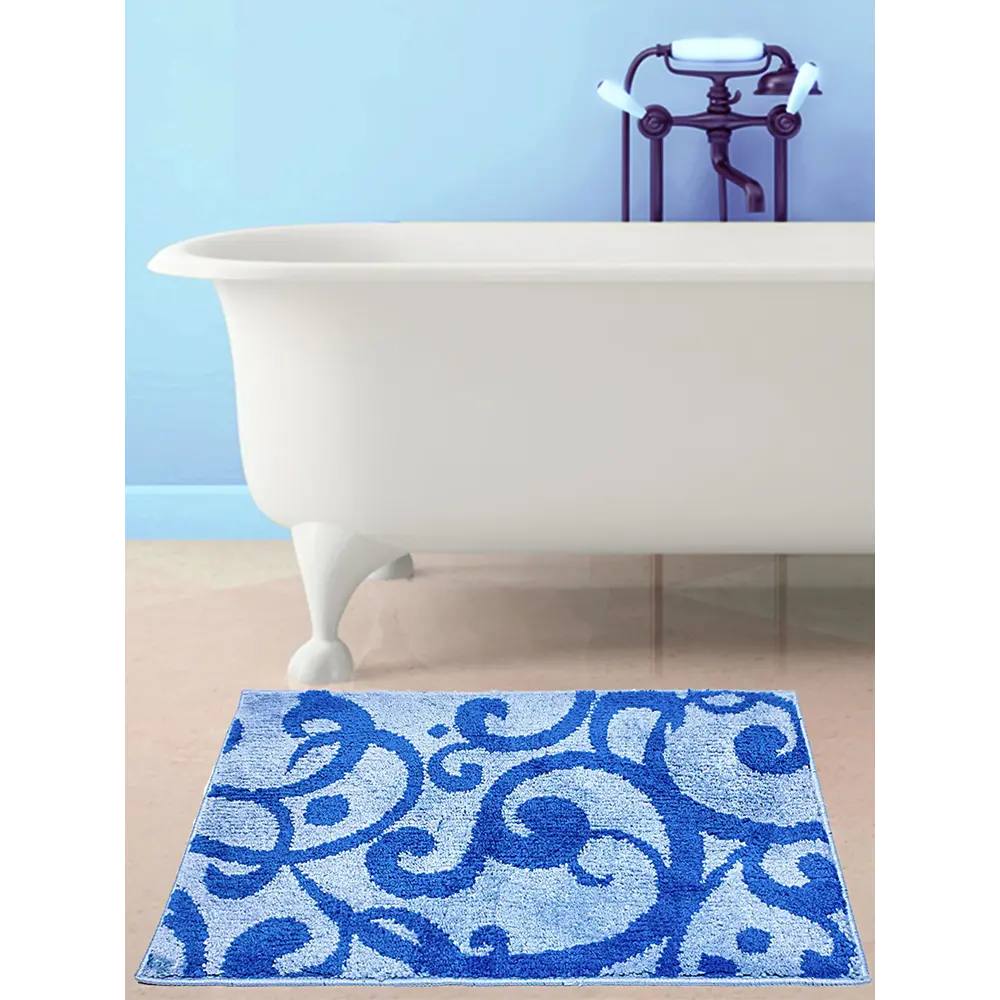 Коврик для ванной комнаты «Узоры» 50х80 см цвет голубой MR PENGUIN STLM-2129071 - Вид №3